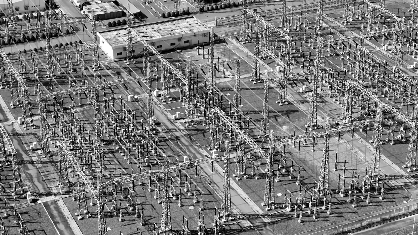 An aerial view of the electricity infrastructure our work serves